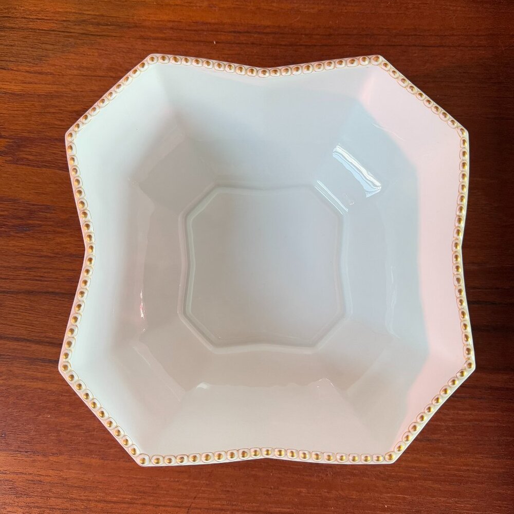 Nymphenburg white and gold Perl porcelain medium square serving bowl
